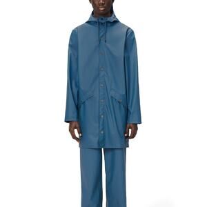 NWT Rains Long Jacket W3 Unisex Pulse Blue sz M Capsule Contemporary Neutral